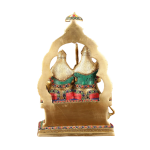 Brass Rama Sita Hanuman Idol Set | 11" x 8" x 4" (28 x 20.3 x 10.2 cm) | 4 kg Throne Setting with Stonework | Divine Trio Sacred Art | Premium Murti